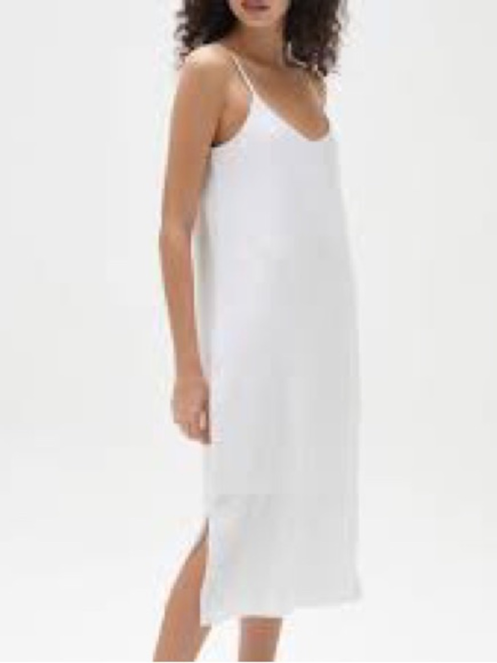 Everlane White V-Neck Midi Slip Dress